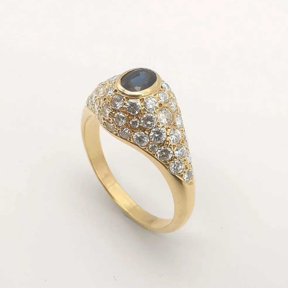 Bague Or jaune Saphir Diamants