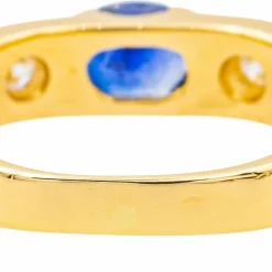 Bague Or jaune Saphir, Diamant