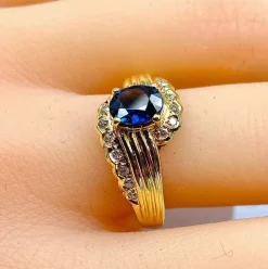 Bague Or jaune Saphir Diamants