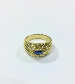 Bague Or jaune Saphir Diamants