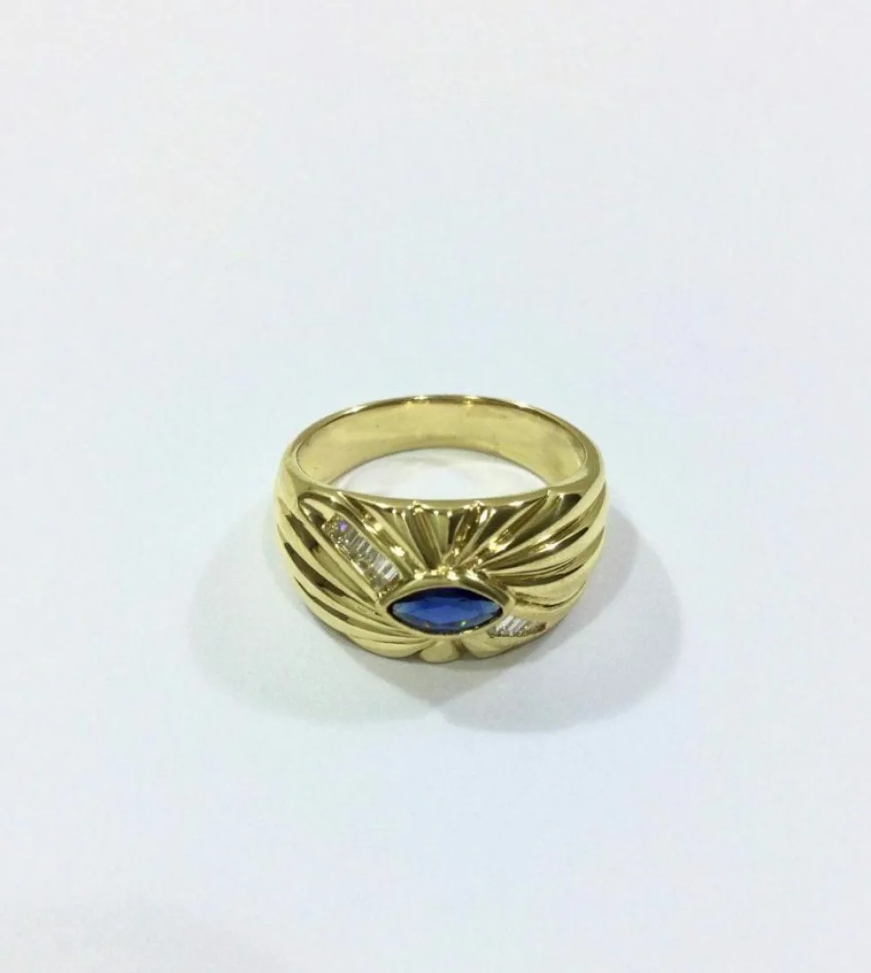 Bague Or jaune Saphir Diamants