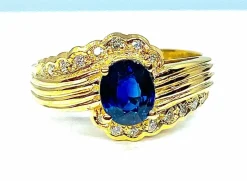 Bague Or jaune Saphir Diamants