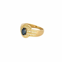 Bague or jaune, saphir et diamants