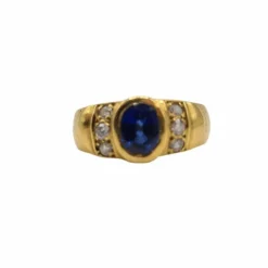 Bague or jaune saphir et diamants