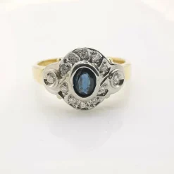 Bague or jaune saphir et diamants