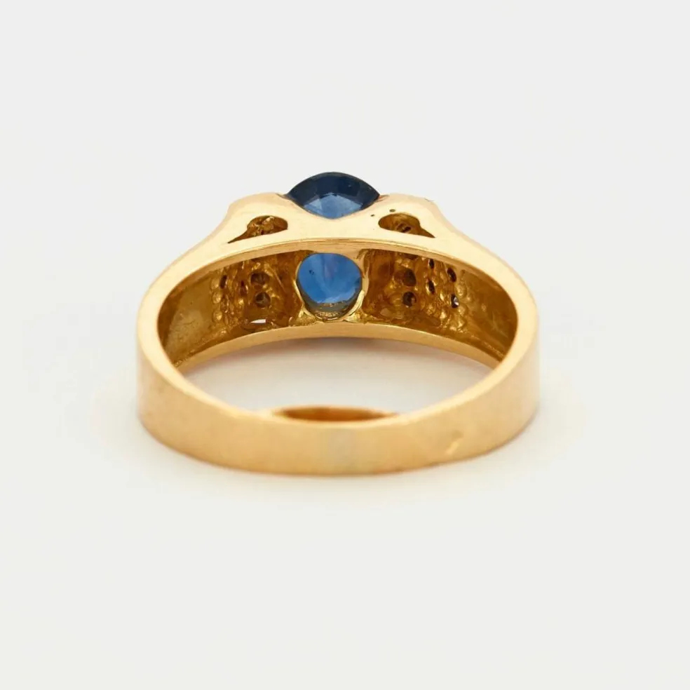 Bague or jaune saphir et diamants