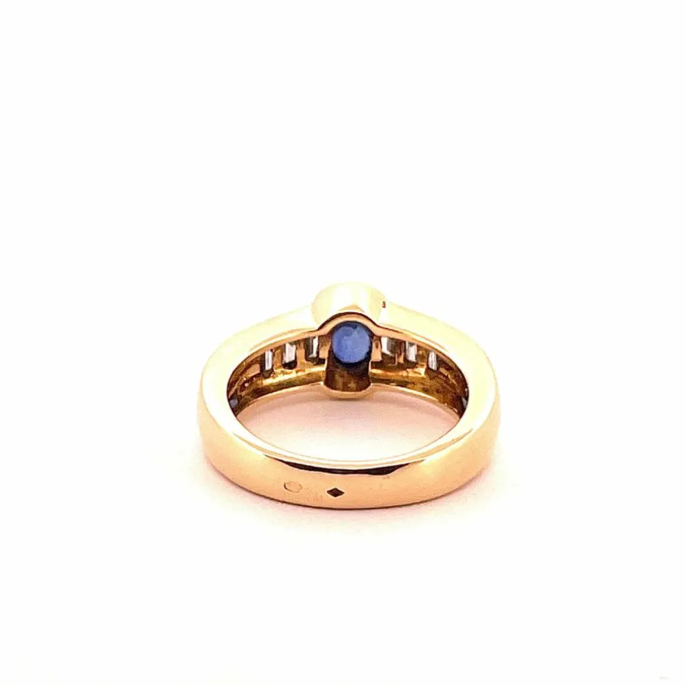 Bague or jaune, saphir et diamants
