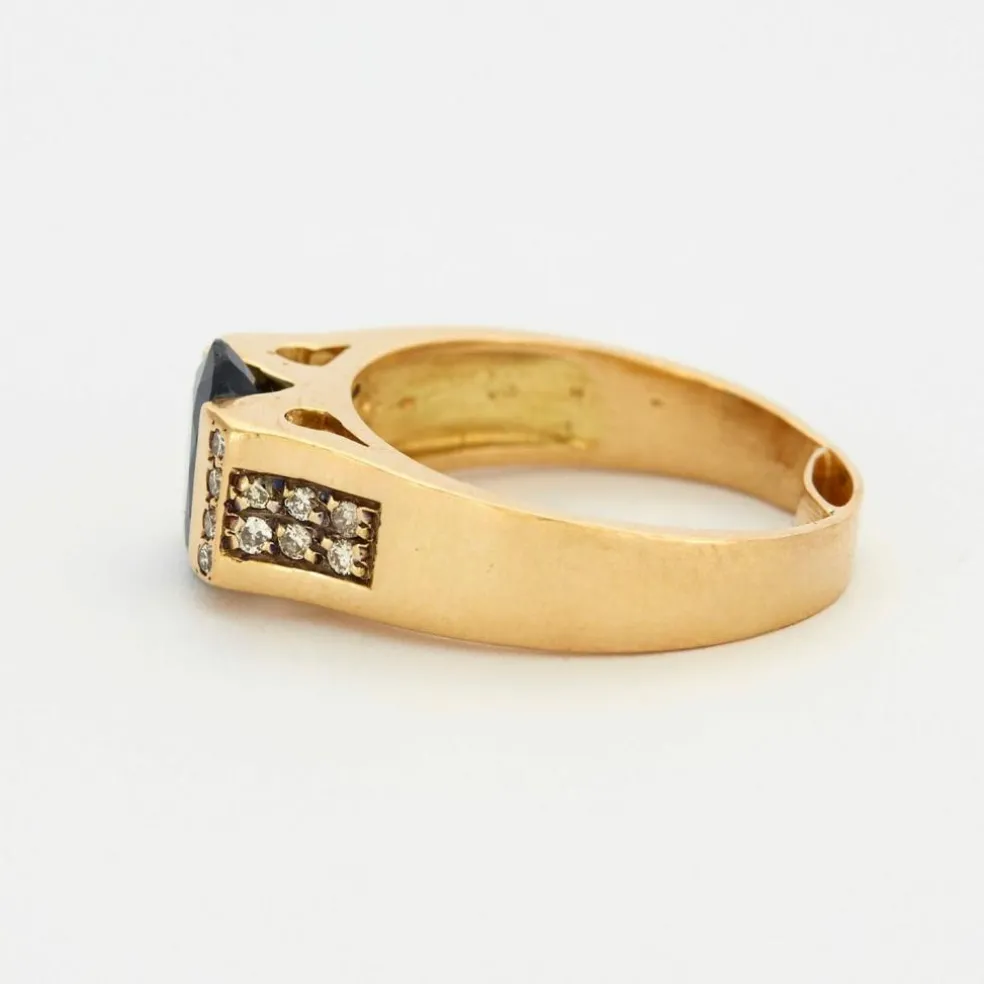 Bague or jaune saphir et diamants