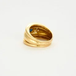 Bague or jaune saphir et diamants