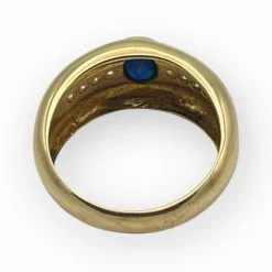 Bague or jaune saphir et diamants