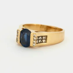 Bague or jaune saphir et diamants