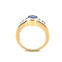 Bague or jaune, saphir et diamants