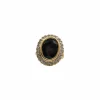 Bague or jaune saphir foncé et diamants anciens