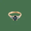 Bague or jaune Saphir épaulé Diamants
