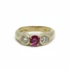 Bague or jaune saphir rose et diamants