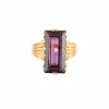 Bague or jaune saphir teal