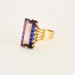 Bague or jaune saphir teal
