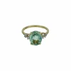 Bague or jaune saphir vert clair