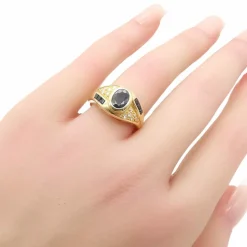 Bague or jaune saphirs & diamants