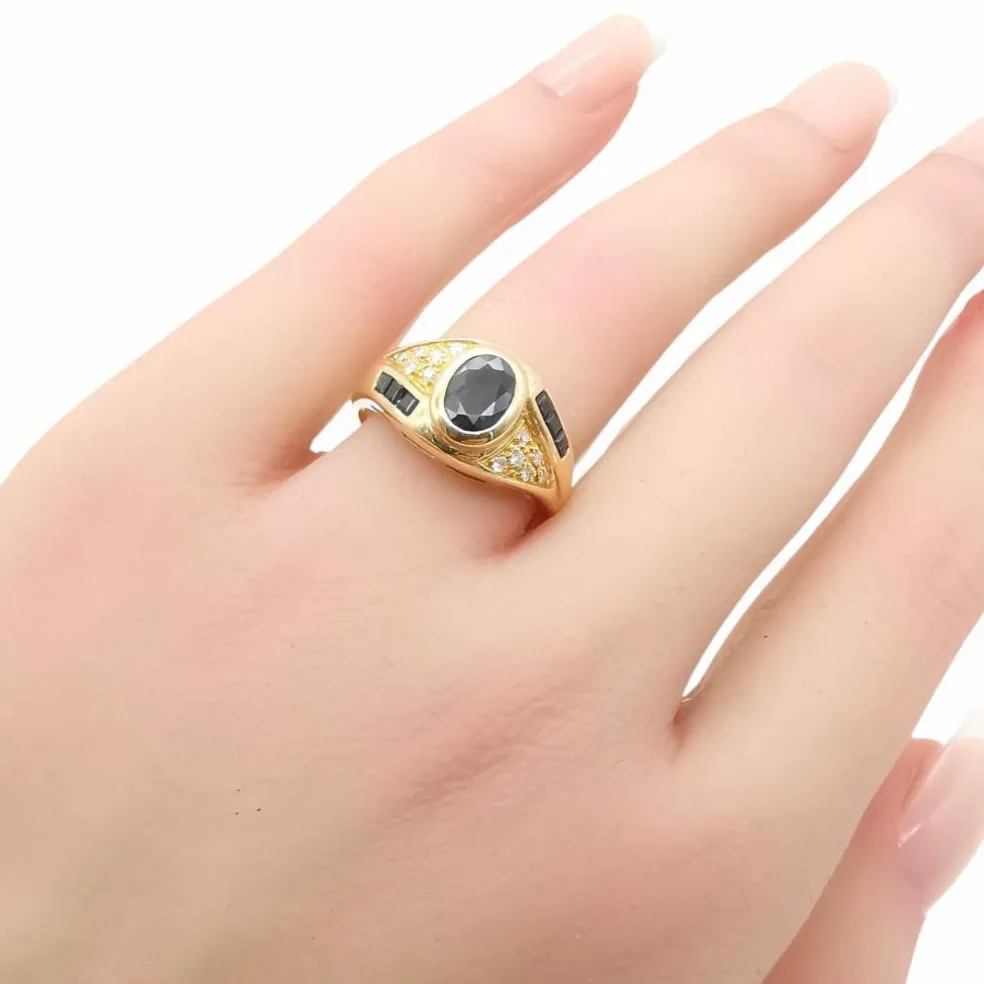 Bague or jaune saphirs & diamants