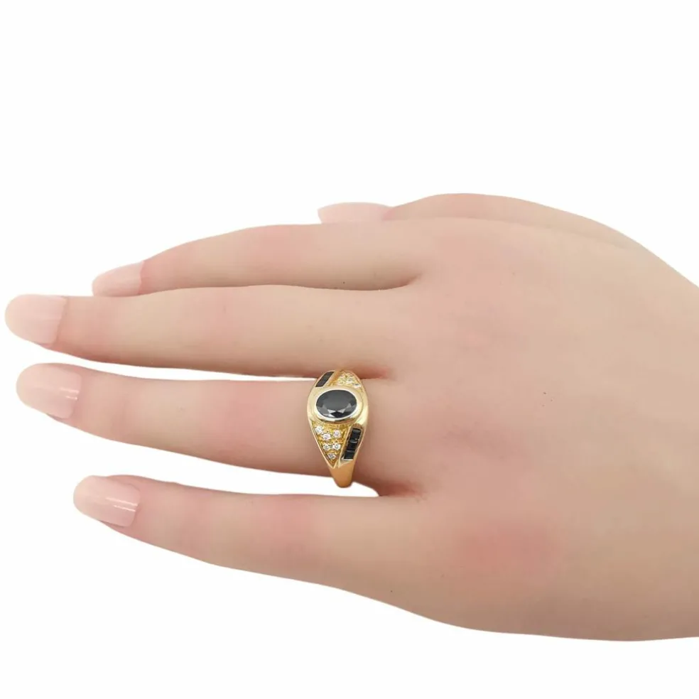 Bague or jaune saphirs & diamants