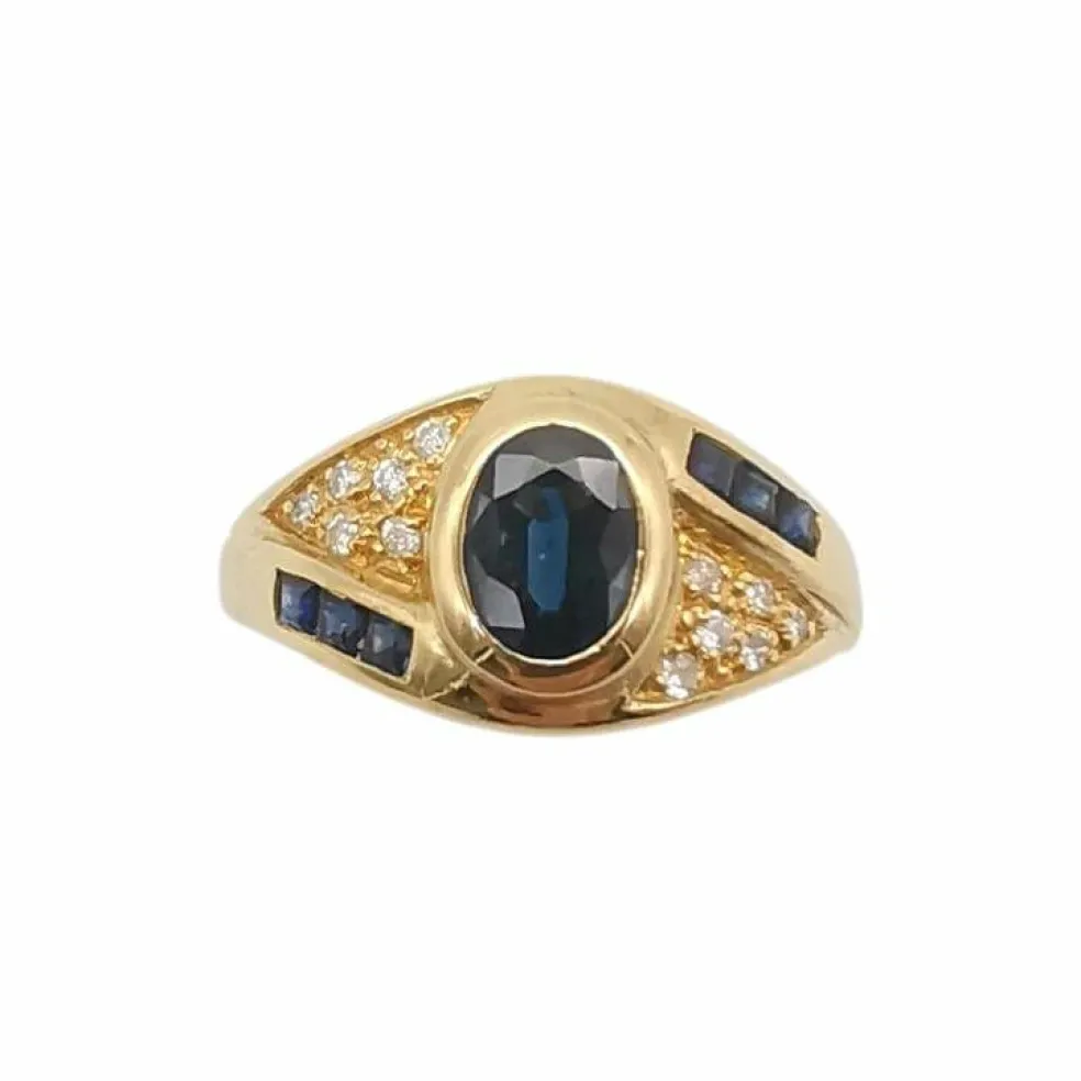 Bague or jaune saphirs & diamants