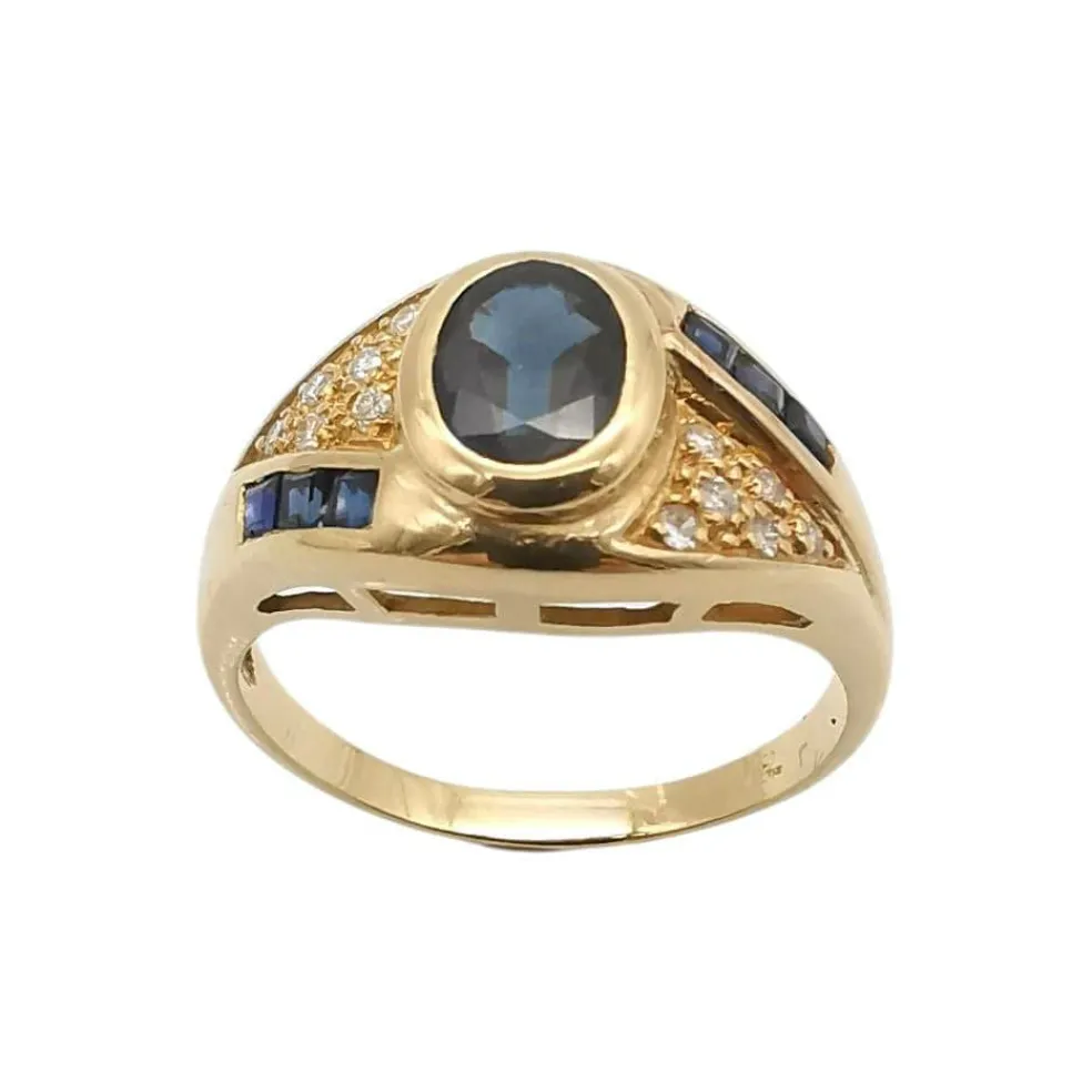 Bague or jaune saphirs & diamants