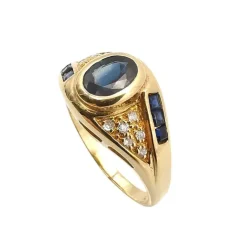Bague or jaune saphirs & diamants