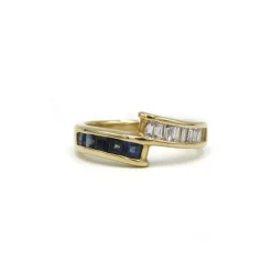 Bague or jaune, saphirs, diamants