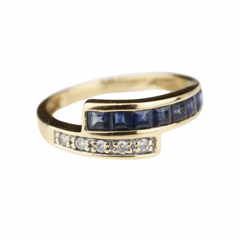 Bague Or jaune Saphirs Diamants
