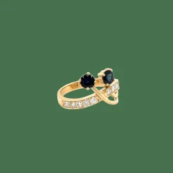 Bague or jaune saphirs diamants