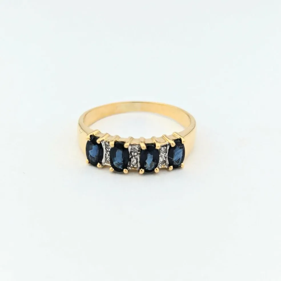 Bague or jaune saphirs diamants