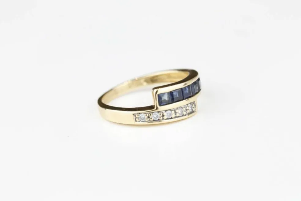 Bague Or jaune Saphirs Diamants