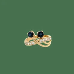 Bague or jaune saphirs diamants