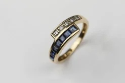 Bague Or jaune Saphirs Diamants