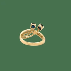 Bague or jaune saphirs diamants