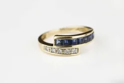 Bague Or jaune Saphirs Diamants