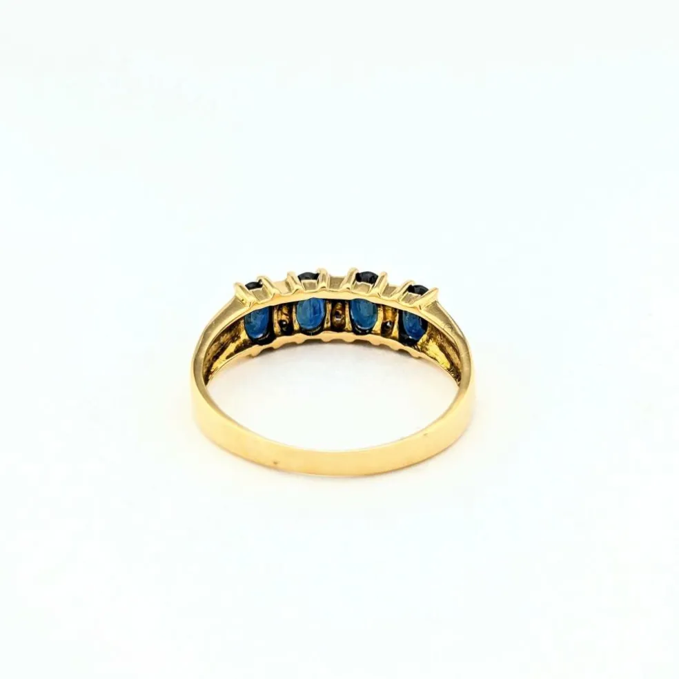 Bague or jaune saphirs diamants