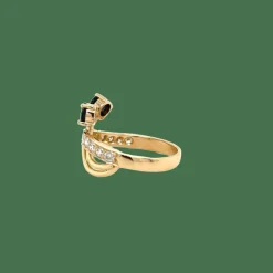 Bague or jaune saphirs diamants