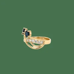 Bague or jaune saphirs diamants