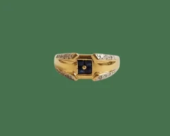 Bague or jaune saphirs et diamants