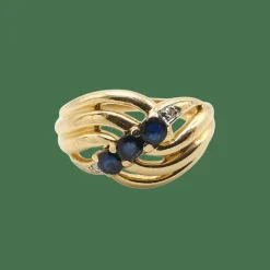 Bague or jaune saphirs et diamants