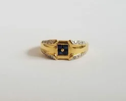 Bague or jaune saphirs et diamants