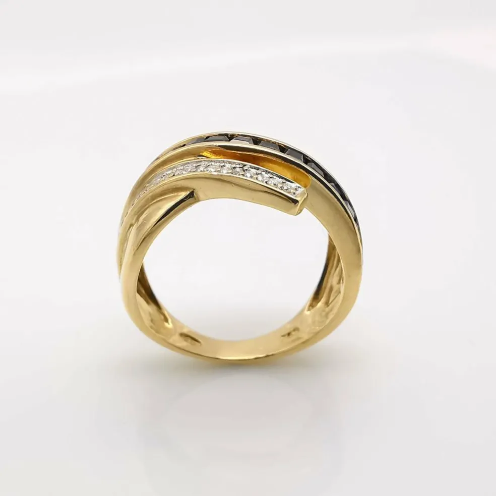 Bague or jaune saphirs et diamants