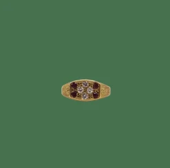 Bague or jaune sertie de diamants et rubis