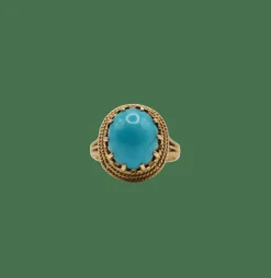 Bague or jaune sertie d’une turquoise
