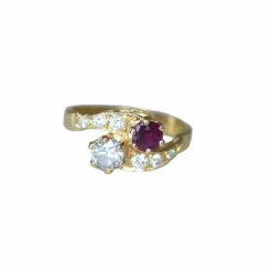 Bague or jaune Toi et Moi Rubis et Diamants