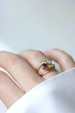 Bague or jaune Toi et Moi Rubis et Diamants