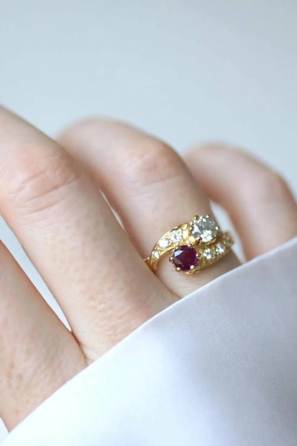 Bague or jaune Toi et Moi Rubis et Diamants
