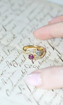 Bague or jaune Toi et Moi Rubis et Diamants